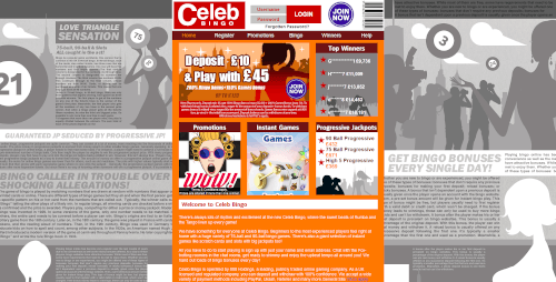 Celeb Bingo Homepage