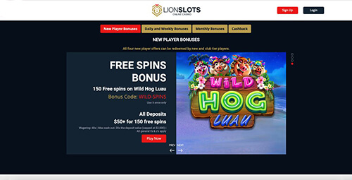 Lion Slots Welcome bonus