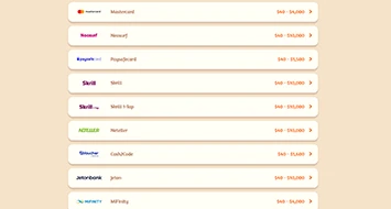 BillyBets Payment Methods